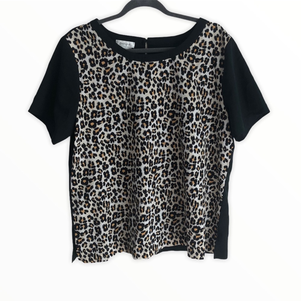 VAN HEUSEN women’s black beige leopard print blouse